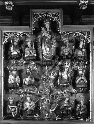 Flügelaltar : Flügelaltar (nach 1503). Retabel mit Madonna und Stammbaum Christi. Erbach Odenwaldkreis, Gräfliche Sammlungen im Schloss Erbach