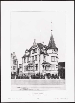 Villa Gerokstraße, Stuttgart: Ansicht (aus: Moderne Neubauten, 4.Jg., 1898ff, hrsg. W. Kick)