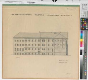 Münster (Münster) Landgerichtsgefängnis Blatt 11 Ostansicht 1956 1 : 100 61 x 64 Zeichnung Staatshochbauamt Münster