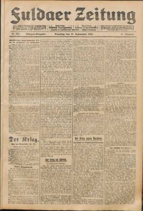 Ausgabe vom Dienstag, den 15. September 1914.