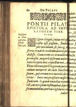 Pontii Pilati Epistola Ad Imperatorem Tiberium