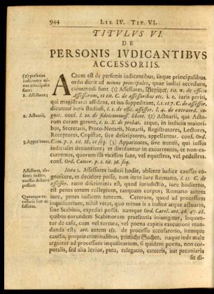 Titulus VI. De Personis Iudicantibus Accessoriis