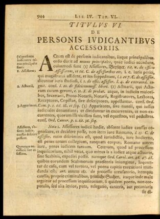 Titulus VI. De Personis Iudicantibus Accessoriis