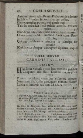 Coellii Sedulii Carminis Paschalis Liber V.