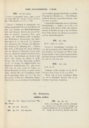 VI. Poesie, religiöse, profane