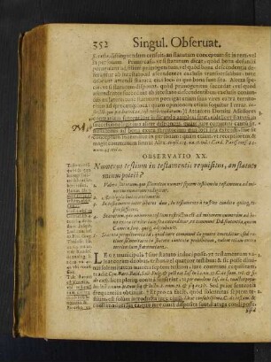 Observatio XX. Numerus testium in testamentis requisitus, an statuto minui potest?