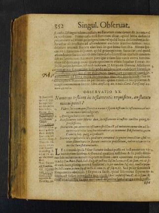 Observatio XX. Numerus testium in testamentis requisitus, an statuto minui potest?