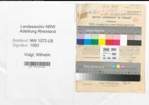Entnazifizierung Wilhelm Voigt , geb. 16.09.1909 (Angestellter)