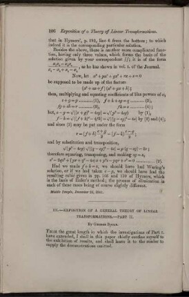 III. Exposition of a general theory of linear transformations. - Part II.