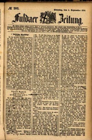 Ausgabe vom Sonntag, den 04. September 1881.