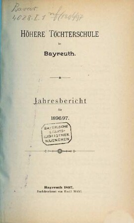 Jahres-Bericht. 1896/97