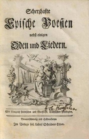 Scherzhafte Epische Poesien : nebst einigen Oden und Liedern