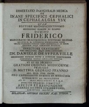 Dissertatio Inauguralis Medica De Inani Specifici Cephalici In Cephalalgia Usu