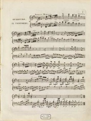 Rossini's celebrated Overture to the Opera of Il Tancredi