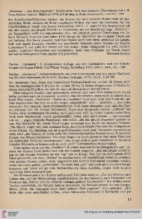 22: [Rezension von: Manfred Fuhrmann (Übers.), Tacitus, Germania, lateinisch/deutsch]