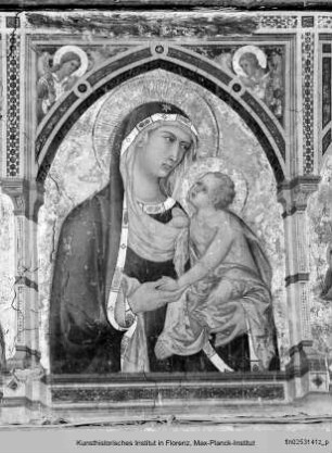 Madonna zwischen den Heiligen Johannes der Täufer und Franziskus - Altarbild: Maria m. Kind, den hl. Johannes d. T., Franziskus und Zwickelengeln