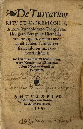 De Turcarum ritv et caeremoniis