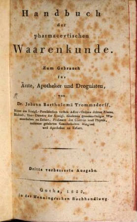 Handbuch der pharmaceutischen Waarenkunde