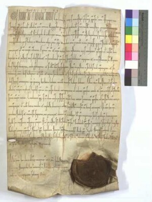 "Ceizolfus veteris monasterii qualiscumque prepositus" gibt ein Eigengut namens Hargardun, zur Präbende der Brüder seines Klosters gehörig, durch die Hand von Erzbischof Adalbert ("Adelbertus") an Ruthardus aus dem Dorfe (villa) Winkela zu Erbbesitz und erhält als Unterpfand einen der zwei Mansen des Eigenguts, das dieser in Wienheim jenseits des Rheins (ultra Renum) gegenüber Winkelun besessen. Jahreszins 1 Pfd. Pfennige, fällig an Martini; bei Zinsversäumnis sind am nächsten Tag 5 Schillinge fällig, bei dreimaliger 14-tägiger Versäumnis fällt das Gut zurück. Das Gut darf unter nicht mehr als vier Erben geteilt, ohne Zustimmung des Propstes nicht verkauft und der Zins nicht verringert werden. Das Gut verfällt auch, wenn der Inhaber bei Zinsversäumnis auf Vorladung nicht erscheint oder das Gut unbebaut läßt. - S.: Erzbischof Adelbertus von Mainz (Mog.). Zeugen: Anshelmus, Propst und Kämmerer; Godeboldus, Propst und Kämmerer; Turinbertus, Magister; Richardus, Kantor und Propst; Asmarus, Probst. Kapläne: Heinricus, [Dom-]Propst zu Worms; Dudo, Propst; Sigelo; Heinricus; Embrico. - Laien: Die Grafen Arnoldus, Emicho, Berhtolfus; Embricho, Kämmerer, und seine Söhne Salman und Embricho; Schultheiß Walbertus; Eberhardus und sein Bruder Burchardus; Gerhardus; Warmundus. "Acta" 1112, 5. Indiktion, unter Kaiser Heinrich V. und Erzbischof Adalbert.