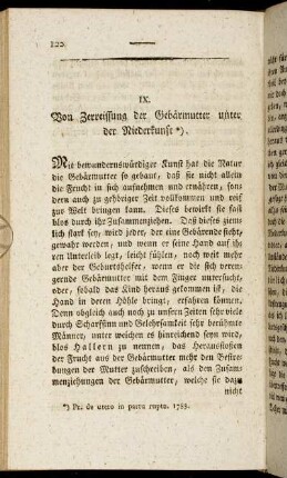 IX. Von Zerreissung der Gebärmutter unter der Niederkunft.