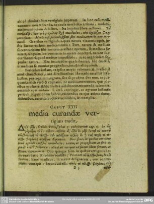 Caput XXII. media curandae vertiginis tradit