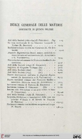 Indice generale delle materie