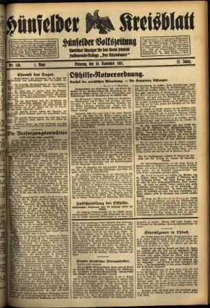 Erste Ausgabe vom Dienstag, den 10. November 1931.