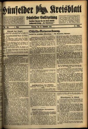 Erste Ausgabe vom Dienstag, den 10. November 1931.