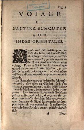 Voiage de Gautier Schouten aux Indes orientales, commencé l'an 1658, et fini l'an 1665