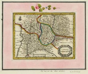 Karte der Grafschaft Erbach im Odenwald, Franken, 1:450 000, Kupferstich, ab 1701