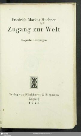 Zugang zur Welt : magische Deutungen