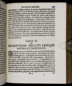 Caput IX. De Probatione Delicti Ejusque Autoris Et Indiciorum.