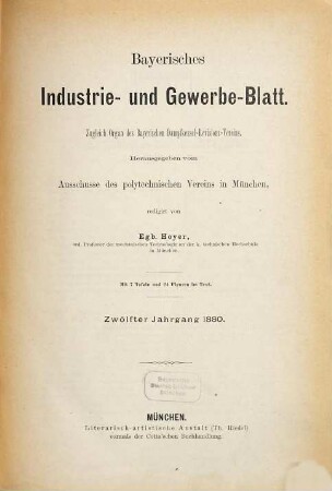 Bayerisches Industrie- und Gewerbeblatt. 12. 1880