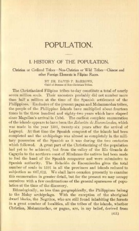 I. History of the population