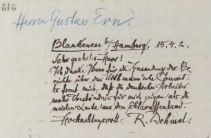 Brief an Gustav Ern