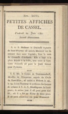 No XCVI (Vendredi 24 Juin 1785)
