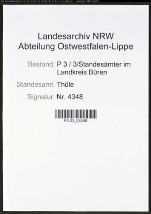 Heiratsregister Standesamt Thüle