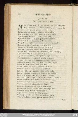 Quintum seu Psalmus XXII.