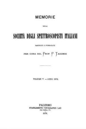 5: Memorie della Società degli Spettroscopisti Italiani