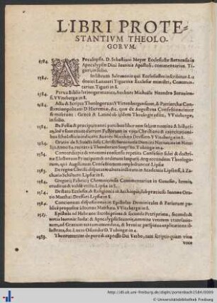 Libri Protestantivm Theologorvm.