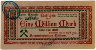 Geldschein / Notgeld, 1 Million Mark, 15.8.1923
