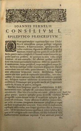 Consiliorum medicinalium liber : ex eius adversariis 400. consultationum selectus a Juliano Palmario