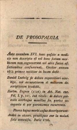 De prosopalgia seu dolore faciei Fothergilli : diss. inaug.