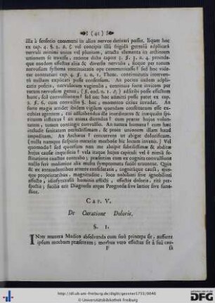 Cap. V. De Curatione Doloris.
