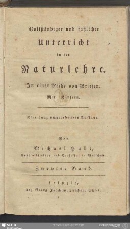 2: Vollständiger und faßlicher Unterricht in der Naturlehre : In einer Reihe von Briefen