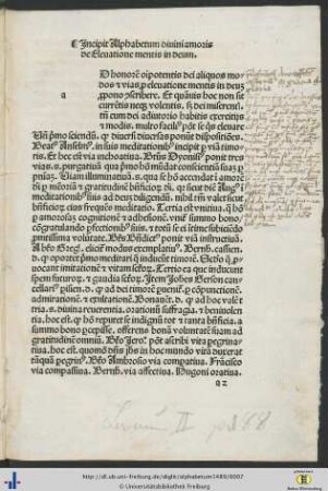 Incipit Alphabetum divini amoris de Elevatione mentis in deum.