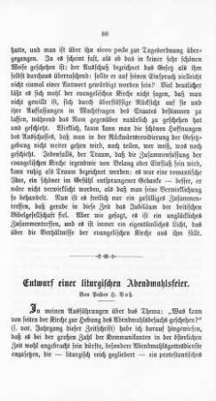 Entwurf einer liturgischen Abendmahlsfeier.