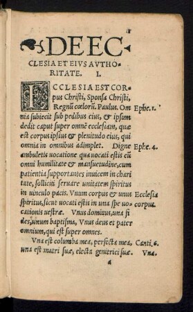 De Ecclesia Et Eius Authoritate. I.