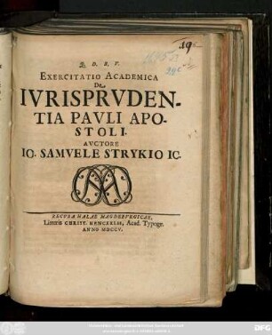 Exercitatio Academica De Ivrisprvdentia Pavli Apostoli