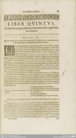 LIBER QUINTUS, De Morborum per pulsuum observationem cognitione, seu scientia.